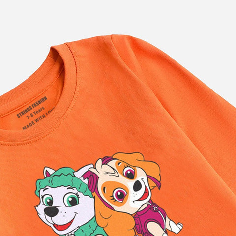 DIGITAL PRINTED PAW PATROL MOCK ORANGE GIRLS LONG SLEEVE T.SHIRT