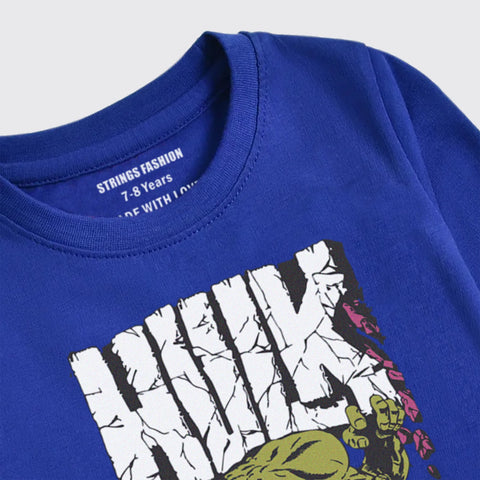 HULK PRINTED NAVY PEONY BOYS LONG SLEEVE T.SHIRT