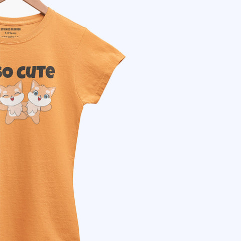 DIGITAL PRINTED I’M CUTE JUNIOR BLAZING ORANGE COLOR GIRLS T.SHIRT