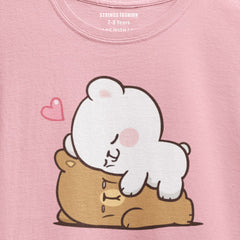 DIGITAL PRINTED MILK & MOCHA JUNIOR TICKLED PINK COLOR GIRLS T.SHIRT