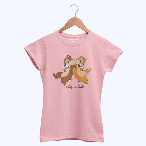 DIGITAL PRINTED CHIP & Dale JUNIOR TICKLED PINK COLOR GIRLS T.SHIRT