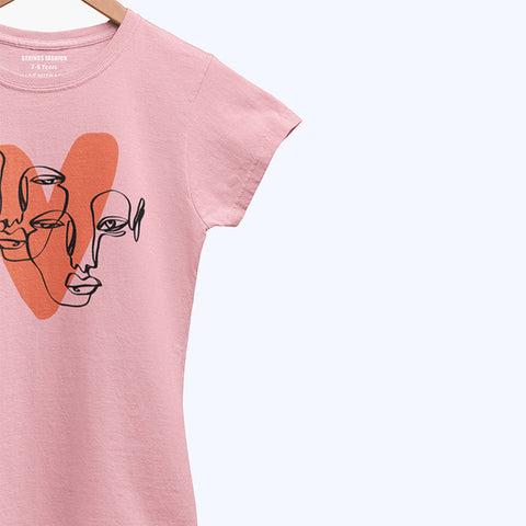 DIGITAL PRINTED HEAT CALIGRAPHY JUNIOR TICKLED PINK COLOR GIRLS T.SHIRT