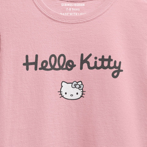 DIGITAL PRINTED HELLO KITTY JUNIOR TICKLED PINK COLOR GIRLS T.SHIRT