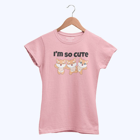 I’M CUTE JUNIOR TICKLED PINK COLOR GIRLS T-SHIRT