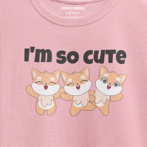 I’M CUTE JUNIOR TICKLED PINK COLOR GIRLS T-SHIRT