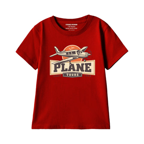 PLANE TOUR BOYS SHORT SLEEVE MEHROON T.SHIRT &  SHORTS (SF-29312)