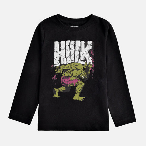 DIGITAL PRINTED HULK JET BLACK BOYS LONG SLEEVE T.SHIRT