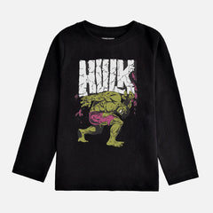 DIGITAL PRINTED HULK JET BLACK BOYS LONG SLEEVE T.SHIRT