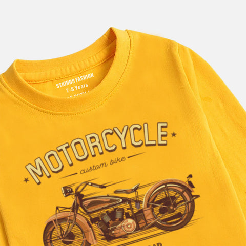 VINTAGE BIKE LEMON YELLOW BOYS LONG SLEEVE T-SHIRT