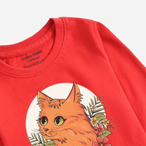 CUTE CAT FEISTA GIRLS LONG SLEEVE T-SHIRT