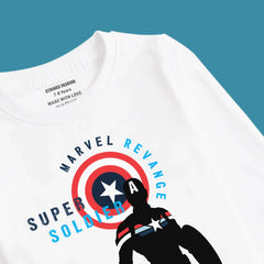 DIGITAL PRINTED SUPER SOILDER WHITE BOYS LONG SLEEVE T.SHIRT