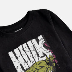 DIGITAL PRINTED HULK JET BLACK BOYS LONG SLEEVE T.SHIRT
