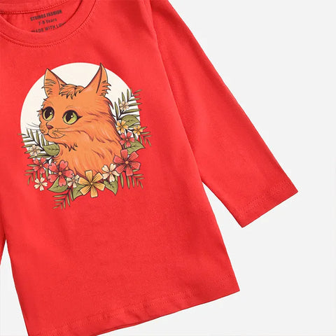 CUTE CAT FEISTA GIRLS LONG SLEEVE T-SHIRT