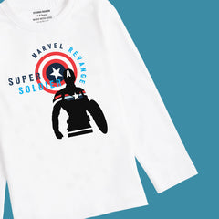 DIGITAL PRINTED SUPER SOILDER WHITE BOYS LONG SLEEVE T.SHIRT