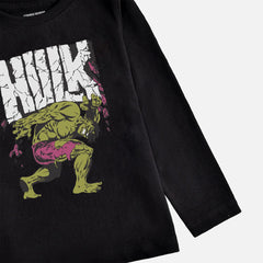 DIGITAL PRINTED HULK JET BLACK BOYS LONG SLEEVE T.SHIRT