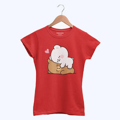DIGITAL PRINTED MILK & MOCHA JUNIOR FIERY RED COLOR GIRLS T.SHIRT