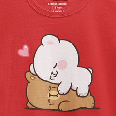DIGITAL PRINTED MILK & MOCHA JUNIOR FIERY RED COLOR GIRLS T.SHIRT