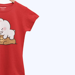 DIGITAL PRINTED MILK & MOCHA JUNIOR FIERY RED COLOR GIRLS T.SHIRT