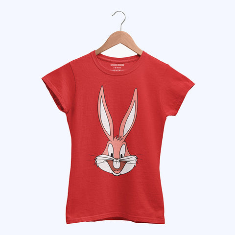 DIGITAL PRINTED BUG BUNNY JUNIOR FIERY RED COLOR GIRLS T.SHIRT