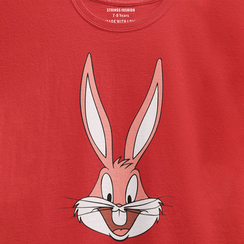 DIGITAL PRINTED BUG BUNNY JUNIOR FIERY RED COLOR GIRLS T.SHIRT