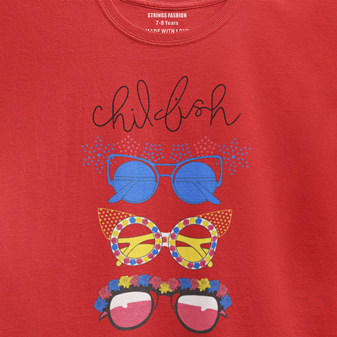 DIGITAL PRINTED CHIL FISH JUNIOR FIERY RED COLOR GIRLS T.SHIRT
