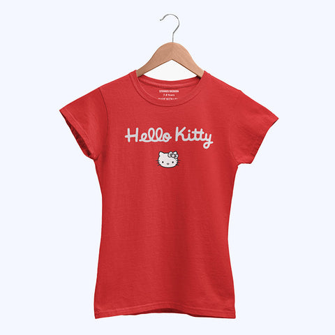 DIGITAL PRINTED HELLO KITTY JUNIOR FIERY RED COLOR GIRLS T.SHIRT