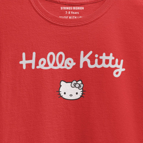 DIGITAL PRINTED HELLO KITTY JUNIOR FIERY RED COLOR GIRLS T.SHIRT