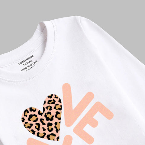 DIGITAL PRINTED LOVE SNOW-WHITE GIRLS LONG SLEEVE T.SHIRT