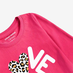 DIGITAL PRINTED LOVE PARADISE PINK GIRLS LONG SLEEVE T.SHIRT