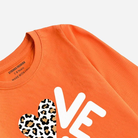 DIGITAL PRINTED LOVE MOCK ORANGE GIRLS LONG SLEEVE T.SHIRT