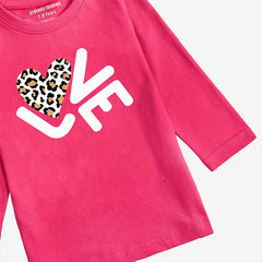 DIGITAL PRINTED LOVE PARADISE PINK GIRLS LONG SLEEVE T.SHIRT