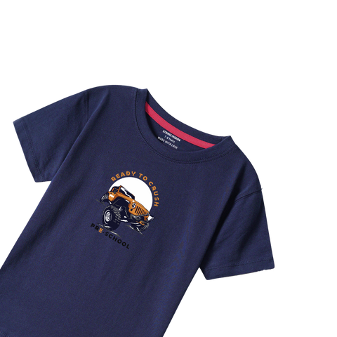 READY CRUSH NAVY PRINTED BOYS T.SHIRT