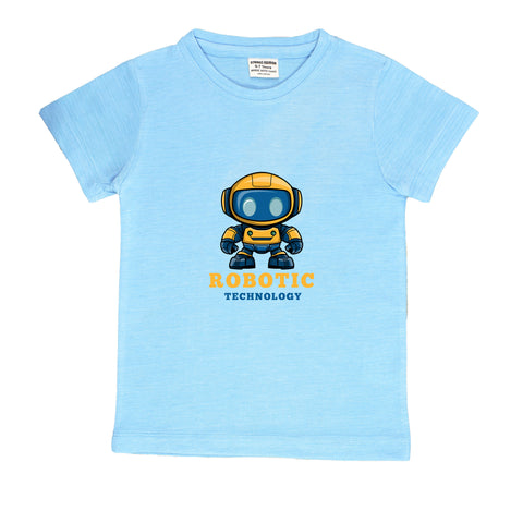 SKY BLUE GRAPHIC T-SHIRT PRINTED ROBOITIC