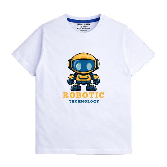WHITE GRAPHICS ROBOTIC T-SHIRT 1024
