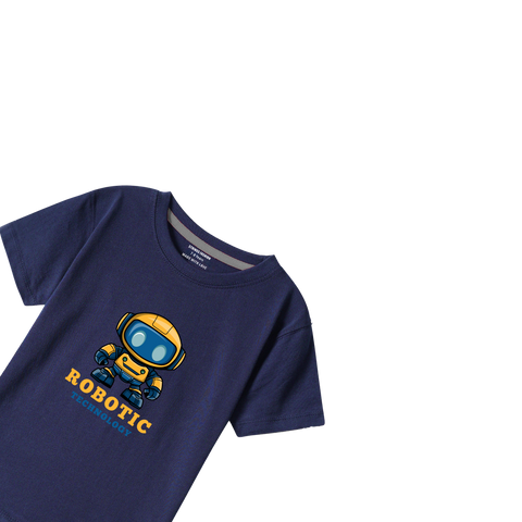 NAVY GRAPHICS ROBOTIC T-SHIRT
