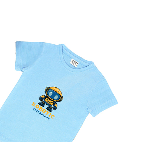 SKY BLUE GRAPHIC T-SHIRT PRINTED ROBOITIC
