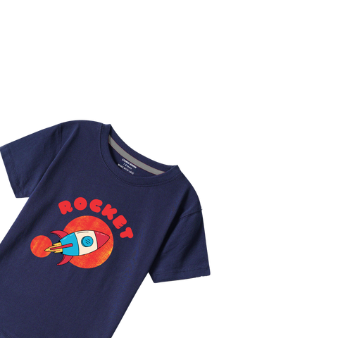 NAVY GRAPHICS ROCKET T-SHIRT