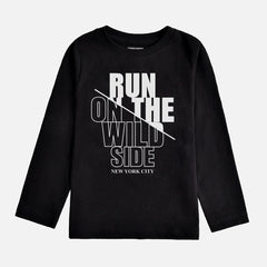 DIGITAL PRINTED RUN ON THE WILD SIDE JET BLACK BOYS LONG SLEEVE T.SHIRT