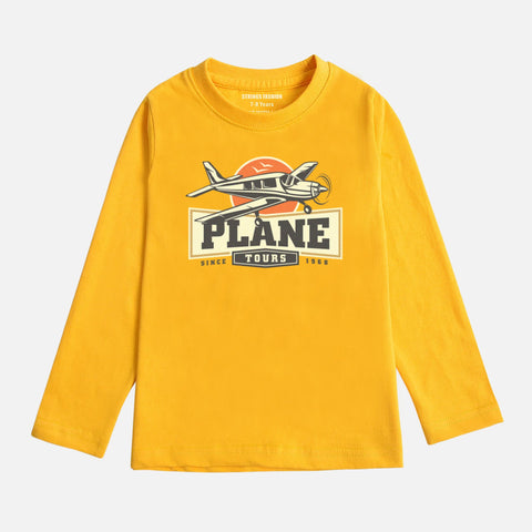 PLANE LEMON YELLOW BOYS LONG SLEEVE T-SHIRT