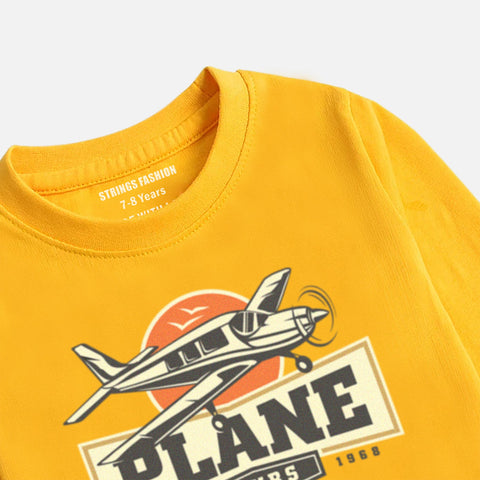 PLANE LEMON YELLOW BOYS LONG SLEEVE T-SHIRT