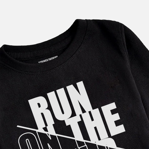 DIGITAL PRINTED RUN ON THE WILD SIDE JET BLACK BOYS LONG SLEEVE T.SHIRT