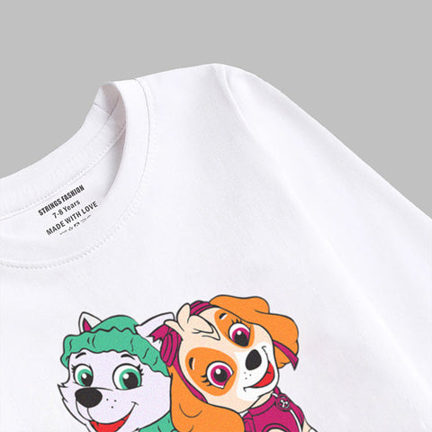 DIGITAL PRINTED PAW PATROL SNOW-WHITE GIRLS LONG SLEEVE T.SHIRT