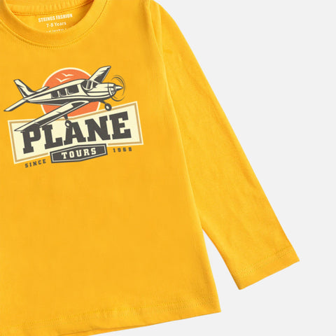 PLANE LEMON YELLOW BOYS LONG SLEEVE T-SHIRT