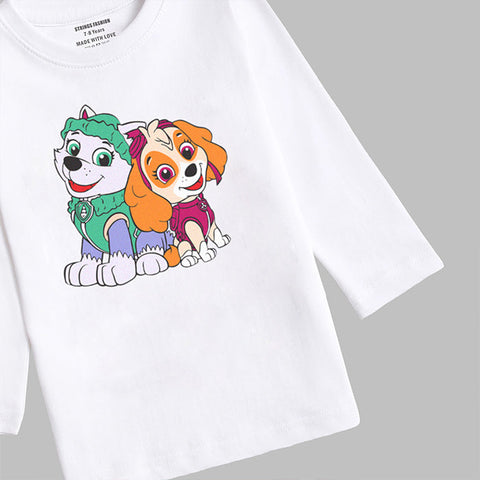 DIGITAL PRINTED PAW PATROL SNOW-WHITE GIRLS LONG SLEEVE T.SHIRT