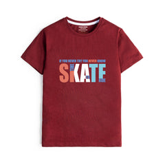SKATE PRINTED MEHROON JUNIOR BOYS T.SHIRT
