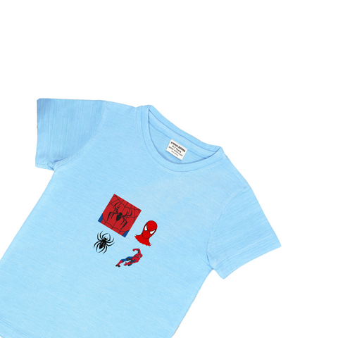 SKY BLUE GRAPHIC T-SHIRT PRINTED SPIDER