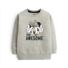 Digital Printed Stay Awesome Grey Header Color Girls Long Sleeve Sweat-Shirt