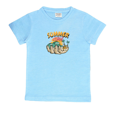 SKY BLUE GRAPHIC T-SHIRT PRINTED SUMMER