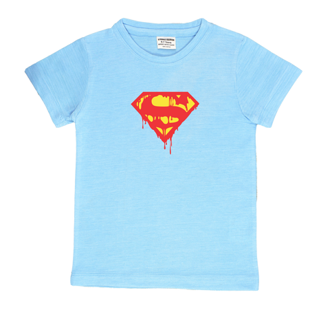 SKY BLUE GRAPHIC T-SHIRT PRINTED SUPERMAN