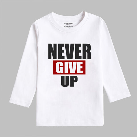 DIGITAL PRINTED NEVER GIVE UP SNOW-WHITE GIRLS LONG SLEEVE T.SHIRT